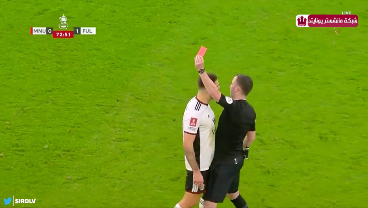 Fulham receive 3 red cards in 40 seconds during FA Cup